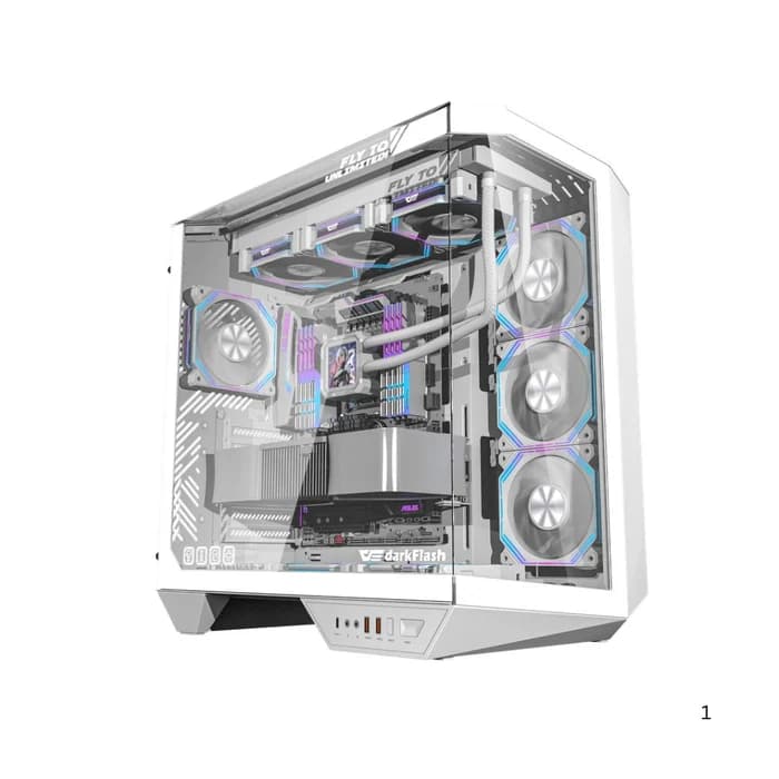 DarkFlash DY470 Mid Tower Case - White - Image 1